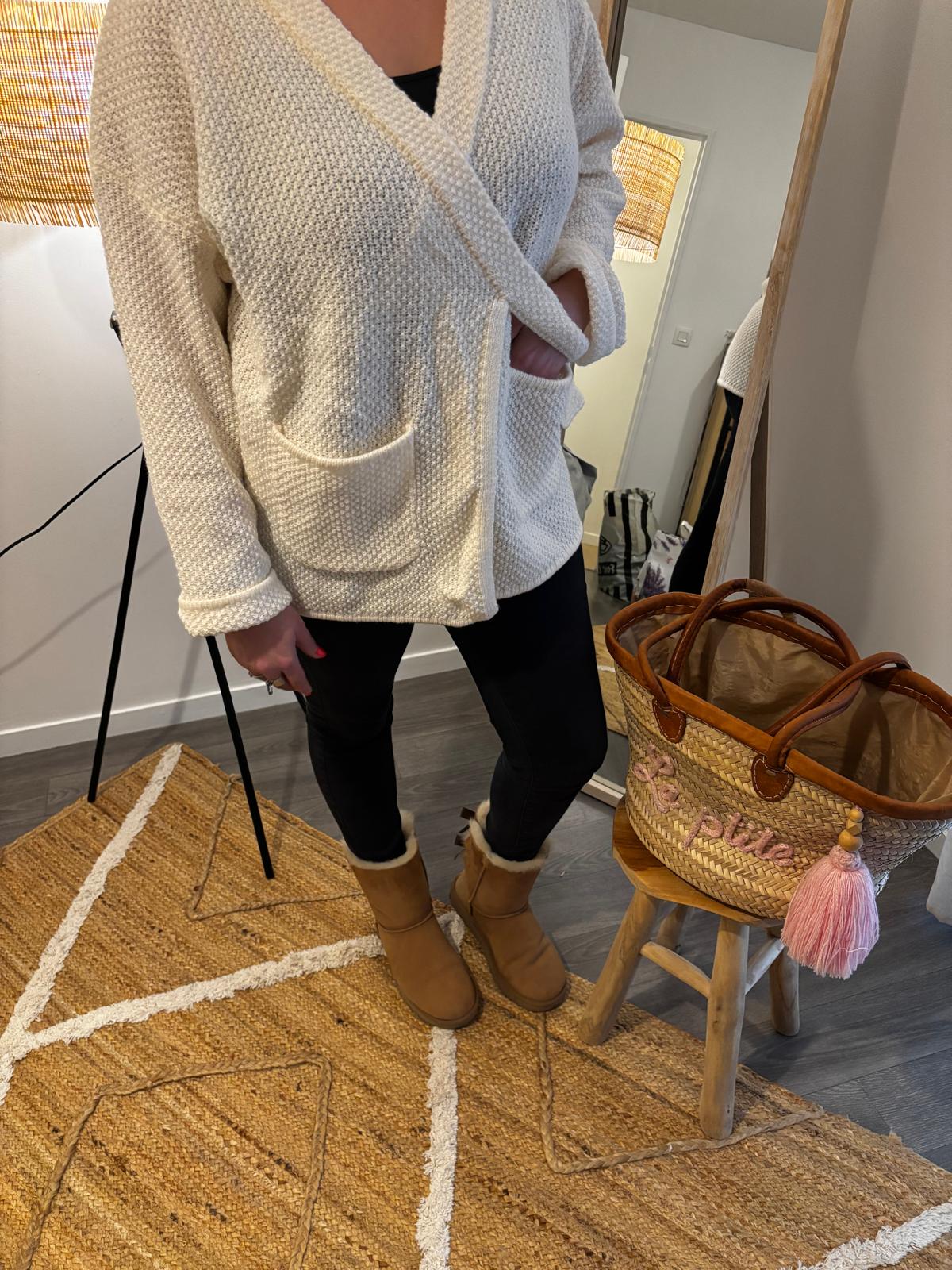 Gilet croisé écru