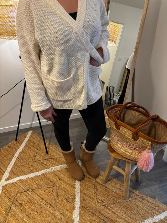 Gilet croisé écru